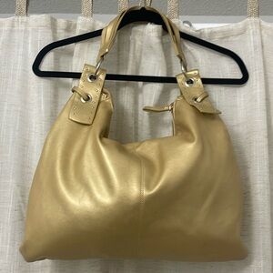 White House Black Market Shoulder Handbag Gold 12x16